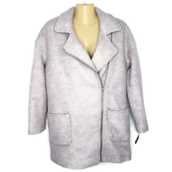 Jones New York Moto Coat Women S Purple Grey Wool Blend Boucle Jw8mw833